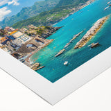 Rolled canvas artwork showcasing a vibrant village landscape design with rich colors and intricate details, ideal for home decor. Packaged securely for delivery.