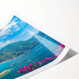 Rolled canvas print showcasing a vibrant village landscape design with rich colors and intricate details, ideal for home decor or art collectors.