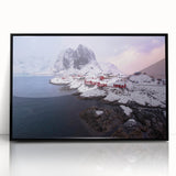 Framed wall art featuring a picturesque village landscape design, showcasing vibrant colors and intricate details, ideal for home decor or office spaces.