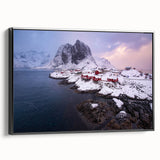 Framed canvas wall art showcasing a vibrant landscape with villages, presented in a sleek black frame, perfect for enhancing modern home decor.