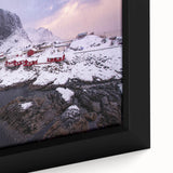 Framed canvas wall art showcasing a picturesque village landscape with vibrant colors, detailed textures, and serene natural elements, perfect for home decor.