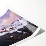 Rolled print showcasing a picturesque village landscape design with vibrant colors and intricate details, perfect for home decor and art enthusiasts.