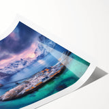 Rolled print showcasing a vibrant landscape village design with lush greenery and colorful houses, ideal for home decor and artistic expression.