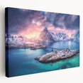 Stretched canvas wall art featuring a serene village landscape design, showcasing vibrant colors and intricate details, perfect for home decor enhancement.