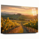 Acrylic glass wall art featuring a vibrant vineyard landscape design, showcasing lush green vines and rolling hills, ideal for enhancing home decor with a nature-inspired theme.