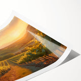 Vibrant rolled print of a vineyard landscape design showcasing lush green vines against a serene sky, perfect for enhancing home decor with nature-inspired art.