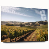 Acrylic wall art collection showcasing a stunning vineyard landscape design, viewed from the side, featuring vibrant colors and intricate details, perfect for home decor.