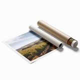 Vibrant rolled print of a scenic vineyard landscape featuring lush green vines and rolling hills, ideal for home decor, showcasing natural beauty in wall art.
