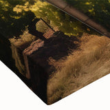 Close-up of a vibrant stretched canvas artwork depicting a lush vineyard landscape, showcasing rich green vines and rolling hills, ideal for home decor enthusiasts.