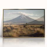 Framed acrylic wall art featuring a vibrant abstract volcano design, highlighted with gold accents, ideal for modern home decor. Perfect addition to living spaces.