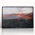 Framed acrylic wall art showcasing a vibrant volcano landscape design in a black frame, perfect for adding a striking focal point to modern home decor. The artwork captures rich colors and dynamic textures, ideal for nature enthusiasts and art lovers alike.