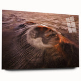 Acrylic glass wall art featuring a vibrant volcano landscape design, showcasing dynamic colors and intricate details, perfect for modern home decor.