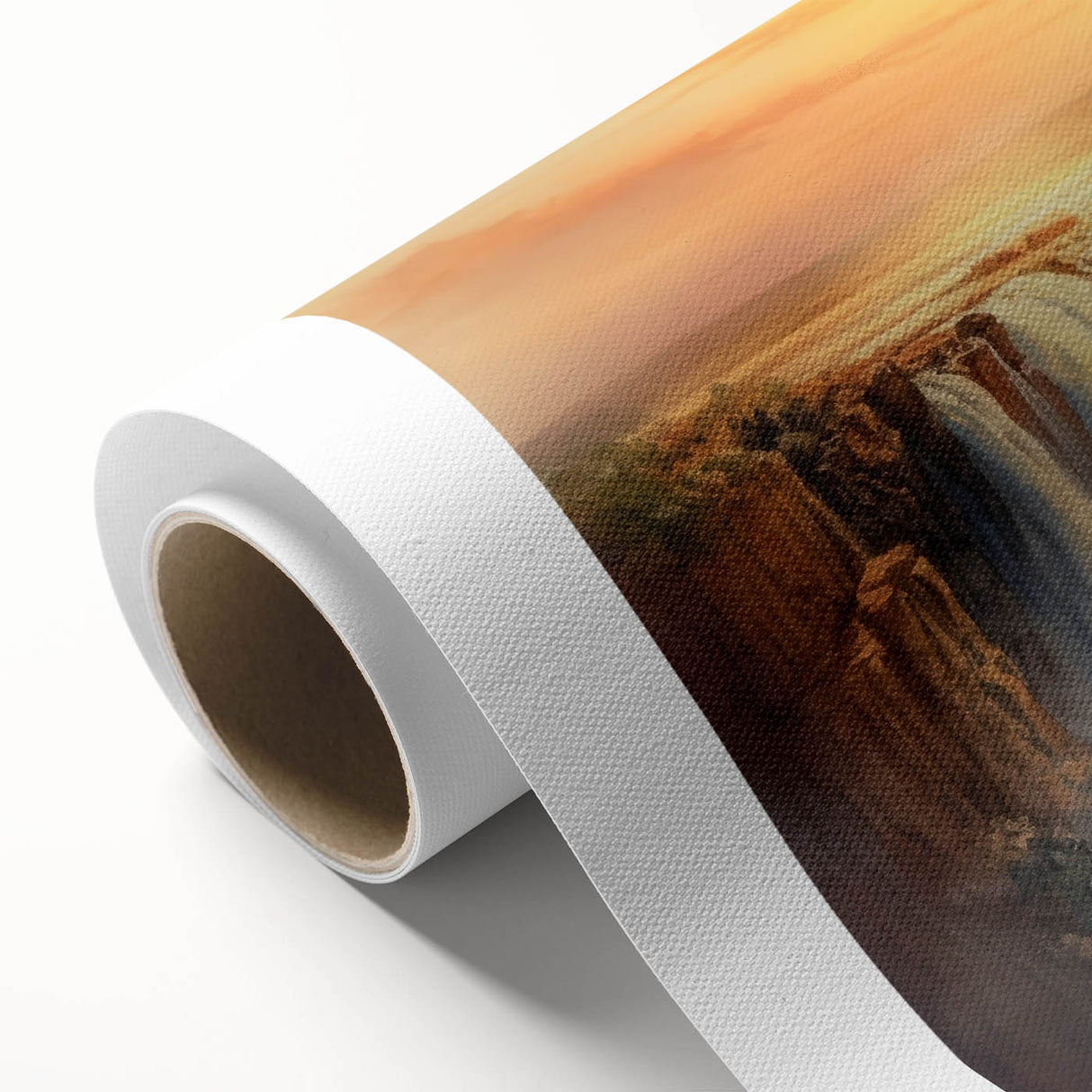 Vibrant rolled canvas wall art showcasing a stunning waterfall landscape design, perfect for home decor, featuring rich colors and intricate details, packaged securely for delivery.
