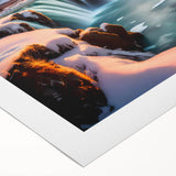 Vibrant rolled canvas artwork depicting a serene waterfall surrounded by lush greenery, ideal for home decor, showcasing nature's beauty and tranquility.