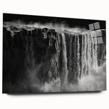 Acrylic glass wall art showcasing a stunning waterfall landscape design, presented from a side view, ideal for modern home decor. The vibrant colors and intricate details enhance any living space while creating a serene atmosphere.