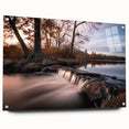 Acrylic glass wall art featuring a stunning landscape waterfall design, showcasing vibrant colors and intricate details, ideal for modern home decor.