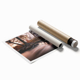 Stunning rolled print of a serene waterfall landscape, showcasing vibrant blues and greens, perfect for home decor or office settings, enhancing tranquility and nature vibes.