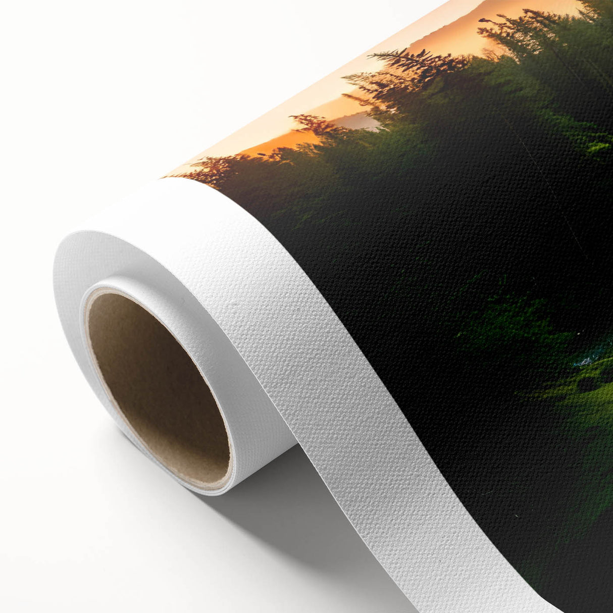 Stunning rolled canvas artwork showcasing a vibrant waterfall landscape, featuring lush greenery and cascading water, ideal for home decor and nature enthusiasts.