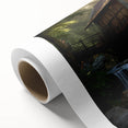 Rolled canvas wall art showcasing a serene watermill landscape, featuring vibrant colors and intricate details, ideal for home decor and nature enthusiasts.