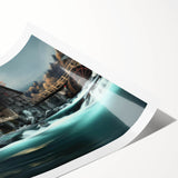 Stunning rolled print of a serene watermill landscape, emphasizing lush greenery and flowing water, ideal for adding a tranquil touch to home decor.