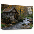 Rustic Watermill Scenic Art - Autumn Tranquility Wall Art Print