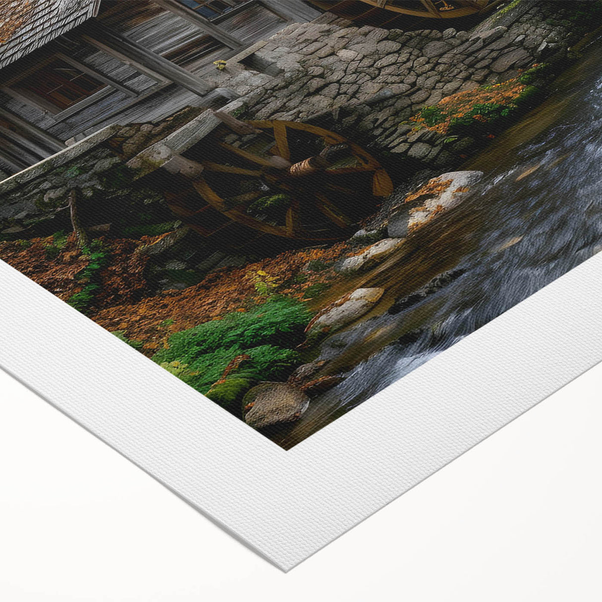 Rustic Watermill Scenic Art - Autumn Tranquility Wall Art Print