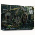 Historic Watermill Wall Art - Serene Rustic Landscape Canvas Print