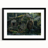 Historic Watermill Wall Art - Serene Rustic Landscape Canvas Print