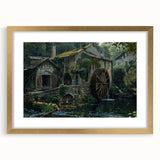 Historic Watermill Wall Art - Serene Rustic Landscape Canvas Print