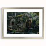 Historic Watermill Wall Art - Serene Rustic Landscape Canvas Print