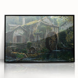 Historic Watermill Wall Art - Serene Rustic Landscape Canvas Print