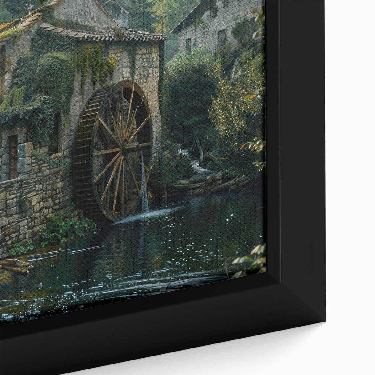 Historic Watermill Wall Art - Serene Rustic Landscape Canvas Print