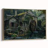 Historic Watermill Wall Art - Serene Rustic Landscape Canvas Print