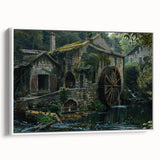 Historic Watermill Wall Art - Serene Rustic Landscape Canvas Print