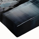 Close-up of a stretched canvas featuring a serene watermill landscape design, showcasing vibrant colors and intricate details, perfect for enhancing home decor.