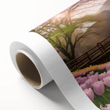 Rolled canvas wall art showcasing a serene watermill landscape design, featuring soft earthy tones and intricate detailing, ideal for home decor.