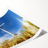 Rolled print showcasing a serene landscape featuring windmills against a vibrant sunset, perfect for home decor. Ideal for enhancing interior aesthetics with a calming vibe.