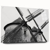 Acrylic glass wall art featuring a vibrant landscape with windmills, showcasing bold colors and intricate details, ideal for modern home decor.