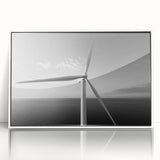 Framed wall art collection showcasing a serene landscape with windmills, featuring a sleek white frame and vibrant colors, perfect for home decor enhancement.