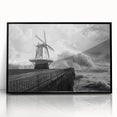 Framed acrylic wall art featuring a serene landscape with windmills, set in a sleek black frame, perfect for adding a touch of elegance to any home decor.