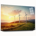 Side view of a vibrant acrylic glass wall art piece featuring windmill landscapes, showcasing intricate details and vivid colors, ideal for modern home decor.