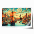 Windmill landscape wall art print showcasing vibrant colors and intricate details, rolled for easy shipping and display, perfect for home decor enthusiasts.