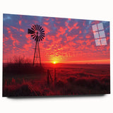 Acrylic wall art featuring a picturesque landscape with windmills, showcasing vibrant colors and intricate details, ideal for home decor enhancement.