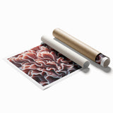 Vibrant rolled print showcasing a marine life coral design, featuring intricate details and bright colors, perfect for ocean-themed home decor.
