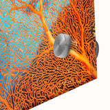 Close-up of a vibrant marine life coral design wall art piece, showcasing intricate textures and colors, perfect for adding a coastal touch to home decor.