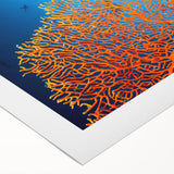 Vibrant coral reef wall art collection on rolled canvas, showcasing intricate marine life designs in vivid colors, perfect for ocean-themed home decor.