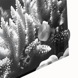 Close-up of a vibrant marine life coral design wall art piece, showcasing intricate details and vivid colors on acrylic glass, perfect for ocean-themed decor.