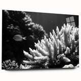 "Marine life-themed wall art featuring intricate coral designs, displayed in a sleek acrylic frame, showcasing vibrant colors and detailed textures, perfect for ocean lovers."