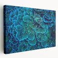 Side view of a stretched canvas wall art piece showcasing an intricate marine life coral design in vibrant colors, perfect for ocean-themed decor.