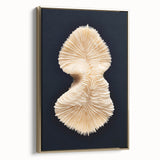 Framed canvas wall art showcasing a vibrant marine life coral design with gold accents, perfect for enhancing ocean-themed decor and adding elegance to interiors.